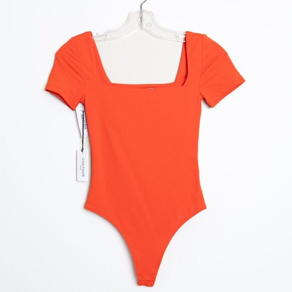 Aritzia Original Contour Squareneck Bodysuit Hot Cheeky Red - Picture 2 of 12